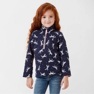 Joules Kids Girl's 1/2 Zip Pullover Sweatshirt with Sherpa Trim - size 9/10